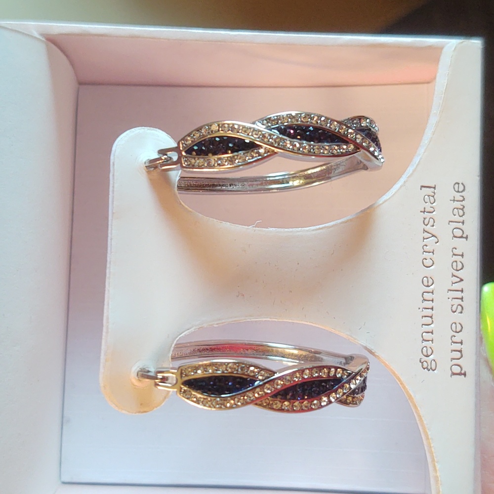 Brand New Sparkle & Allure genuine crystal hoop earrings